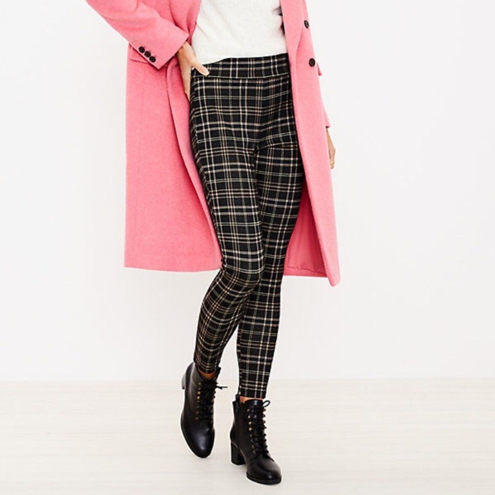 Loft Shimmer Plaid Ponte Leggings Small